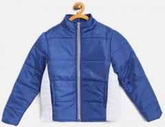 Yk Blue & White Colourblocked Padded Jacket boys