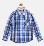 Yk Blue Checked Casual Shirt boys