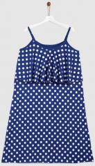 Yk Blue Printed A Line Dress girls