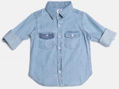 Yk Blue Regular Fit Faded Denim Casual Shirt boys