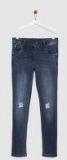 Yk Blue Regular Fit Mid Rise Mildly Distressed Stretchable Jeans Girls