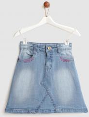 Yk Blue Washed Denim A Line Skirt girls