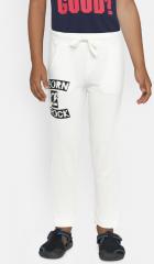 YK Boys White Printed Trackpants