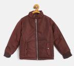 Yk Brown Solid Padded Jacket Boys