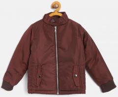 Yk Brown Solid Padded Jacket boys