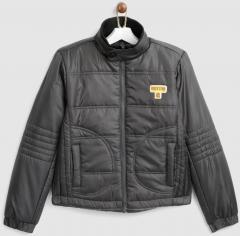 Yk Charcoal Grey Solid Padded Jacket boys