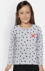 Yk Disney Grey Printed Round Neck T shirt girls