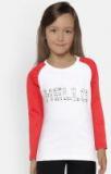 YK Girls White Solid Round Neck T shirt