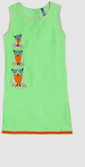 Yk Green Embroidered Straight Kurta girls