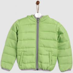 Yk Green Solid Puffer Jacket girls