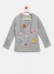 Yk Grey Melange Hoodie girls