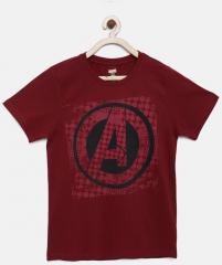 Yk Marvel Maroon Printed Round Neck T shirt boys