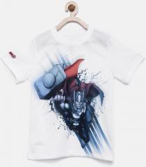 Yk Marvel White Printed Round Neck T Shirt boys