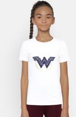 Yk Marvel White Printed Round Neck T Shirt girls