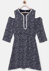 Yk Navy Blue Casual Dress girls