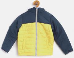 Yk Navy Blue Colourblocked Hooded Padded Jacket boys