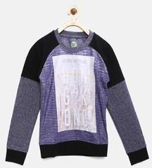 Yk Navy Blue Printed Sweatshirt boys