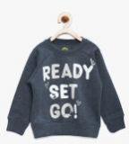 Yk Navy Blue Printed Sweatshirt girls