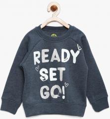 Yk Navy Blue Printed Sweatshirt girls