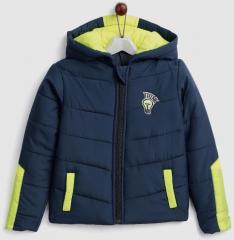 Yk Navy Blue Solid Padded Jacket boys