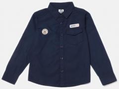 Yk Navy Blue Solid Regular Fit Casual Shirt boys