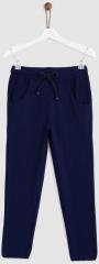 Yk Navy Blue Solid Track Pants boys