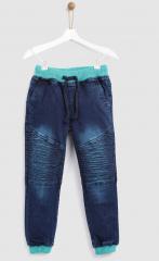 Yk Navy Regular Fit Faded Denim Joggers boys