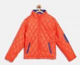 Yk Orange Solid Winter Jacket Boys