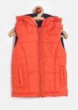 Yk Orange Solid Winter Jacket Girls