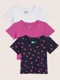 Yk Organic Purple Printed Round Neck T Shirts girls