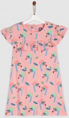 Yk Peach Coloured Printed A Line Dress women