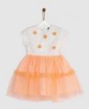 Yk Peach Self Design Fit And Flare Dress Girls