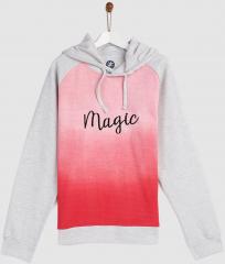 Yk Pink Embroidered Ombre Hooded Sweatshirt girls