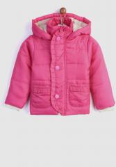 Yk Pink Solid Padded Jacket girls