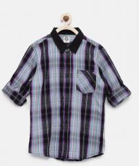 Yk Purple Checked Casual Shirt boys