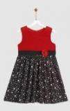 Yk Red & Black Printed A Line Dress Girls