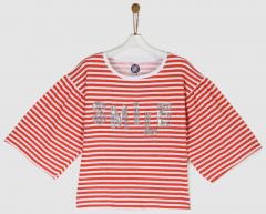 Yk Red Striped Round Neck Tshirt girls