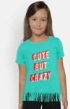 Yk Sea Green Printed Top girls