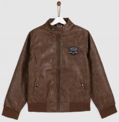 Yk Tan Solid Biker Jacket boys