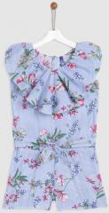 Yk White & Blue Printed Playsuit girls