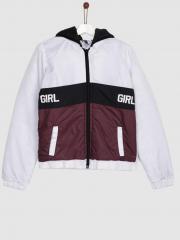 Yk White Colourblocked Padded Jacket girls