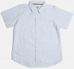 Yk White Striped Casual Shirt boys