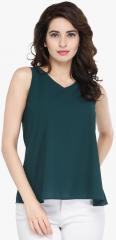 Zastraa Green Solid A Line Top women