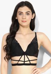 Zivame Black Embellished Under Wired Padded Basic Bra women