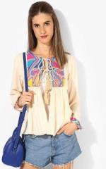 Zivame Cream Textured Shrug women