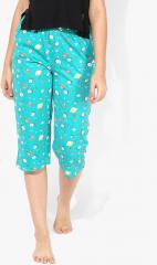 Zivame Spaced Out Sleep Capri Green N Print women