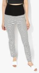 Zivame Striped Travel Leggings Off White women