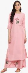 Ziyaa Pink Printed Kurta With Palazzos women