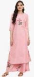 Ziyaa Pink Printed Straight Kurta women