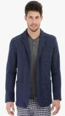 Zobello Navy Blue Solid Blazer men